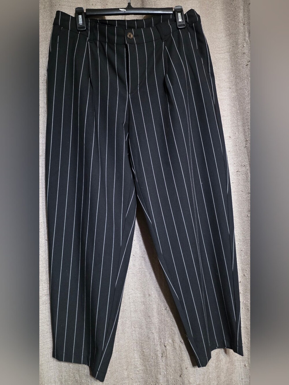 Future Collective SZ 10 Classic Black Pinstripe Dress Pants